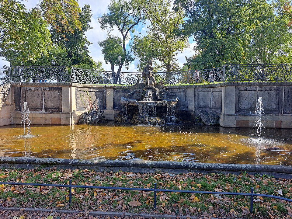 The Dolphin Fountain in autumn