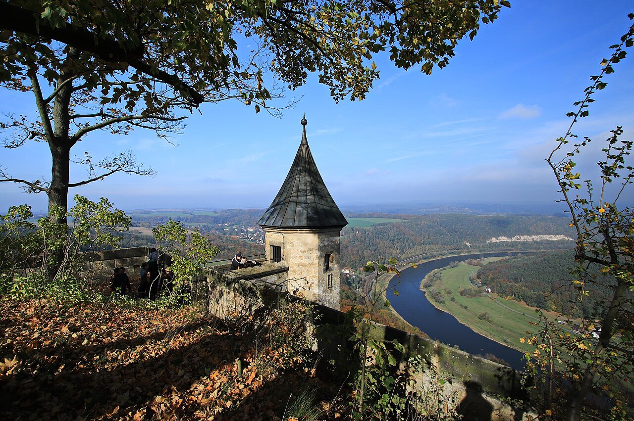Königstein fortress above the Elbe, on the line to Prague