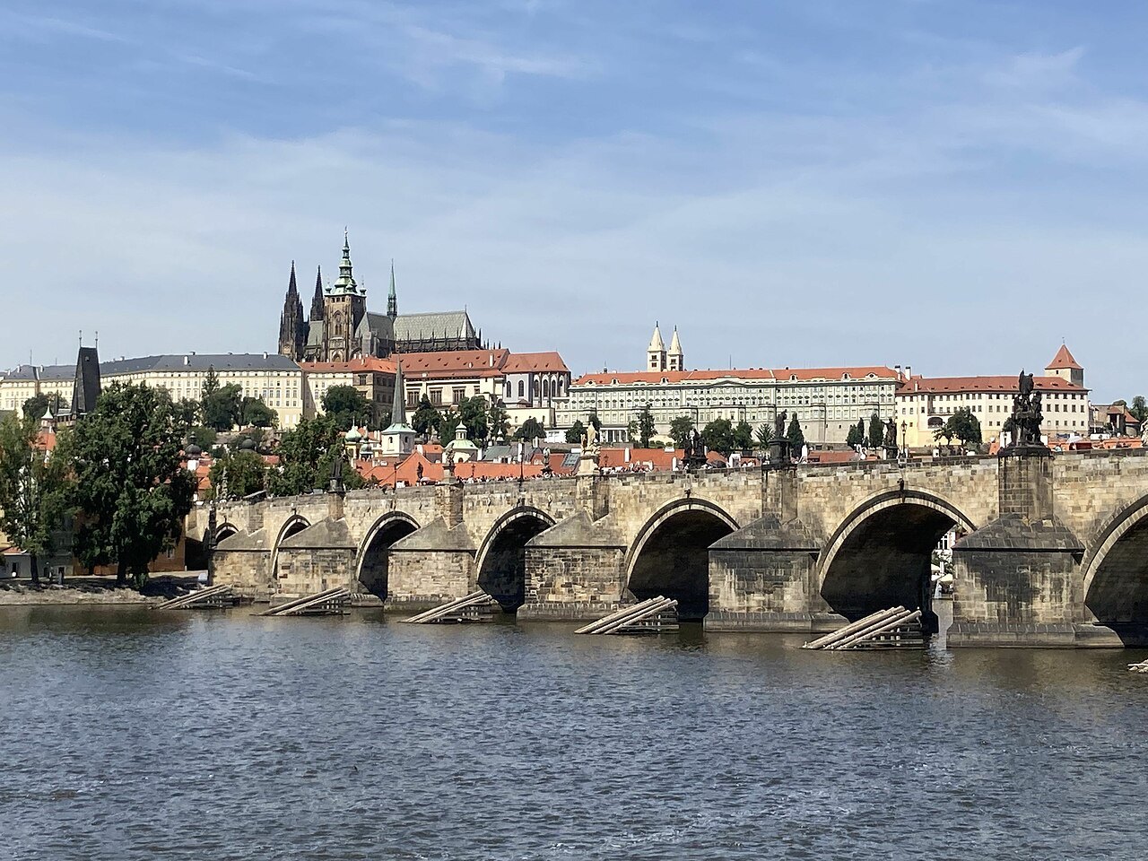 Prague Castle and the Charles Bridge over the Vltava