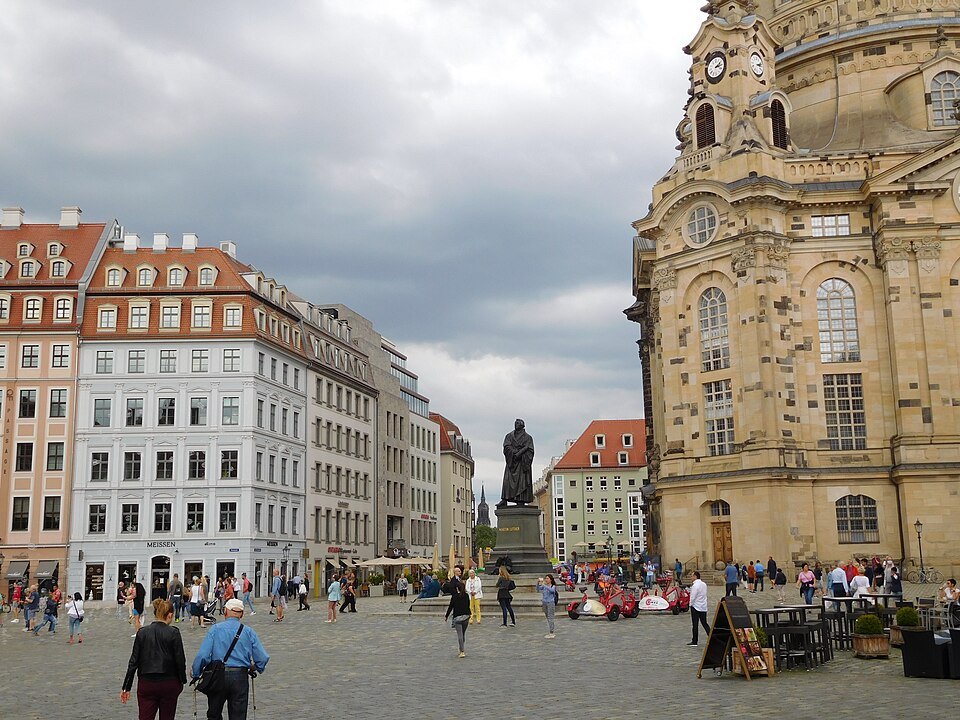 The Frauenkirche and the Luther statue on the Neumarkt