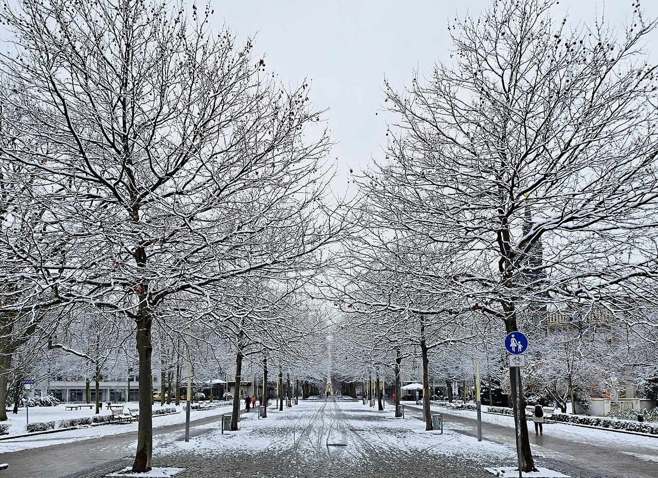 The Hauptstraße leading north from the Golden Rider