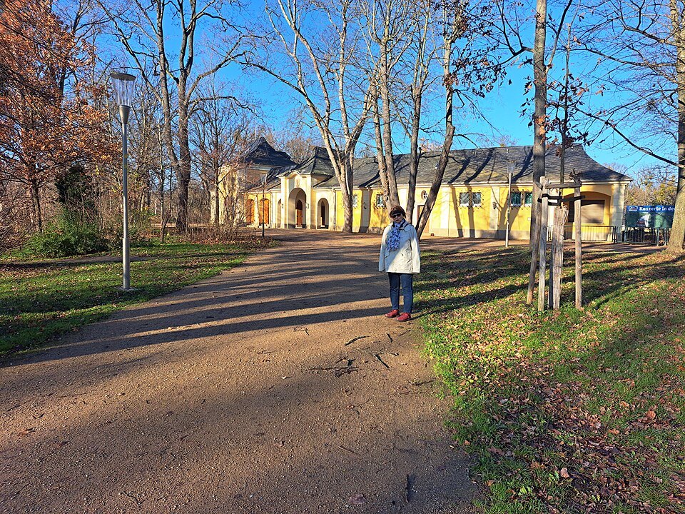 A path to a garden pavilion in autumn