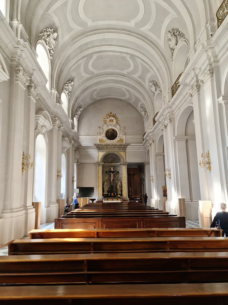 The white side aisle of the Hofkirche