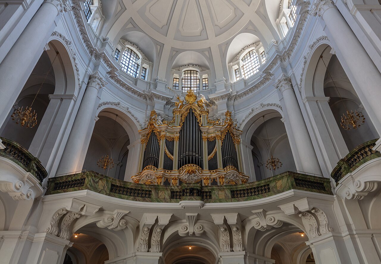The gilded organ inside the Hofkirche