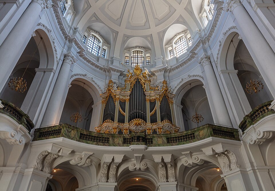 The gilded organ inside the Hofkirche