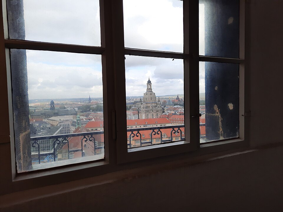 The Frauenkirche through a tower window