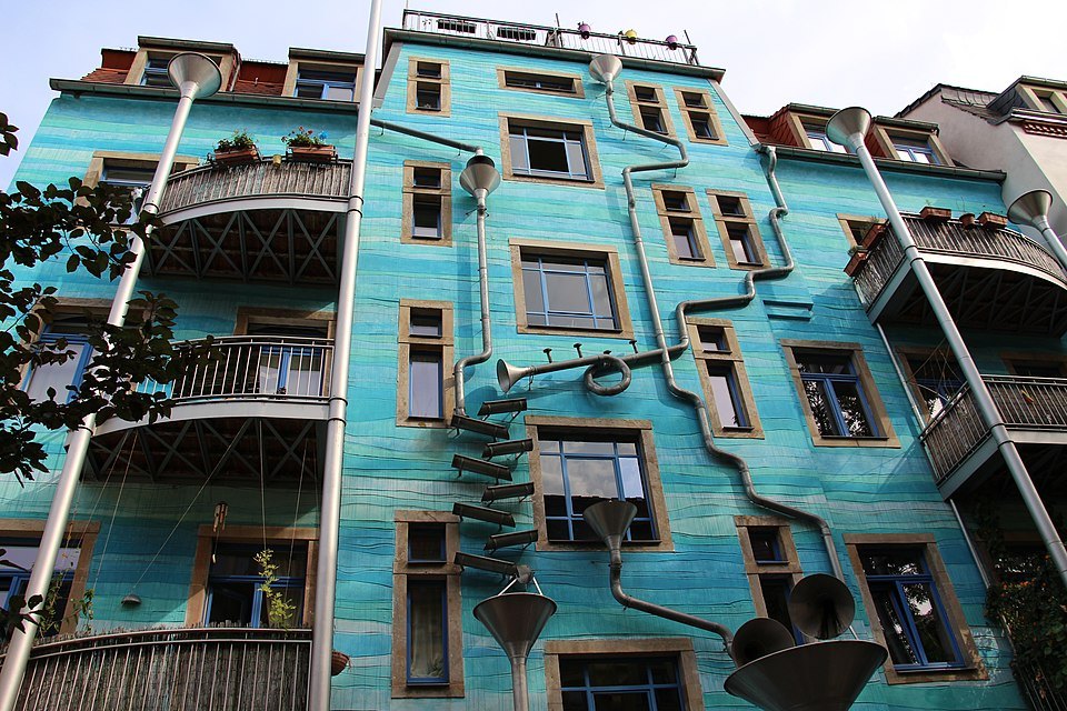 Drainpipe facade in the Kunsthofpassage's Courtyard of the Elements