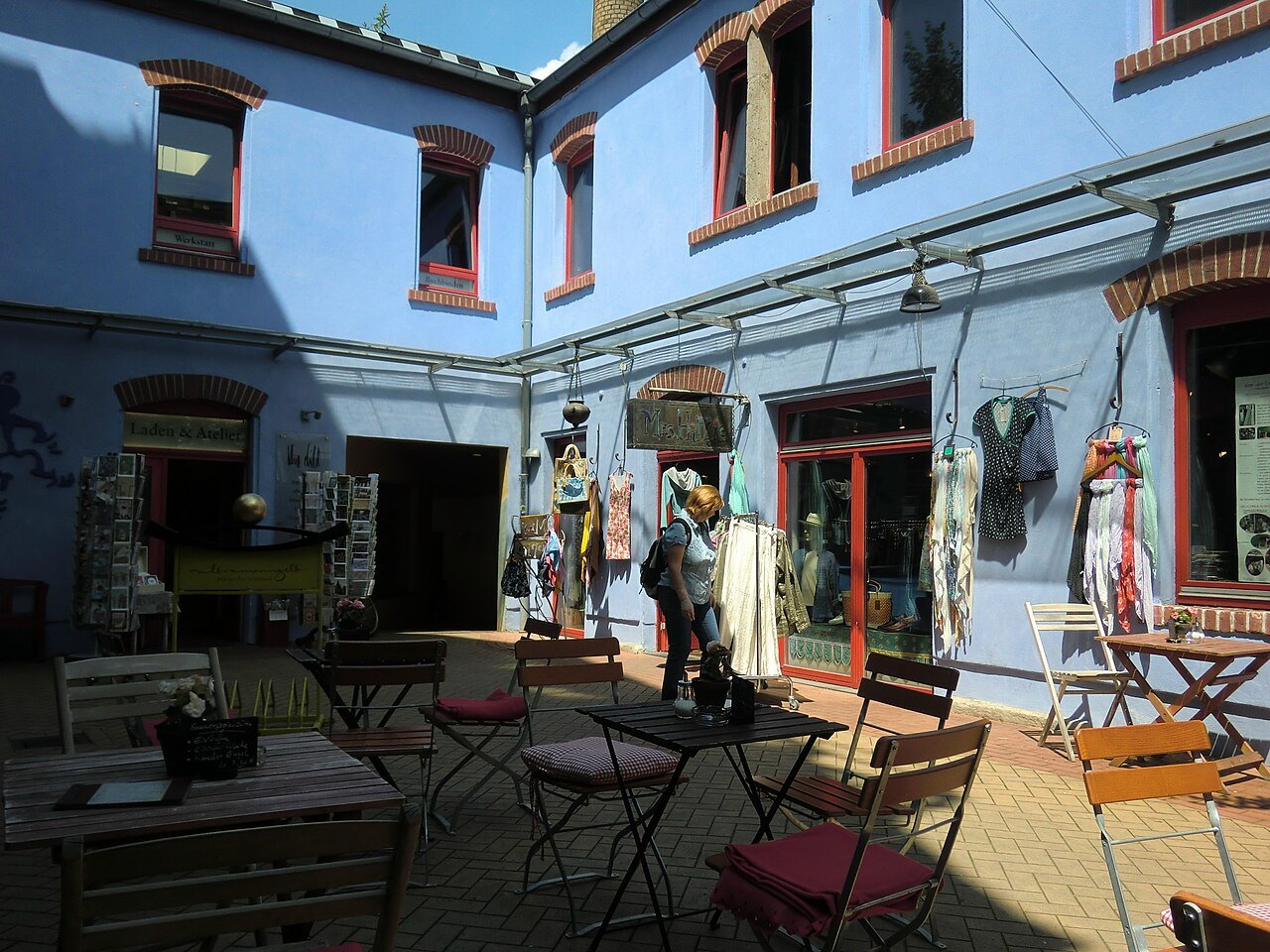 A painted courtyard wall in the Kunsthofpassage