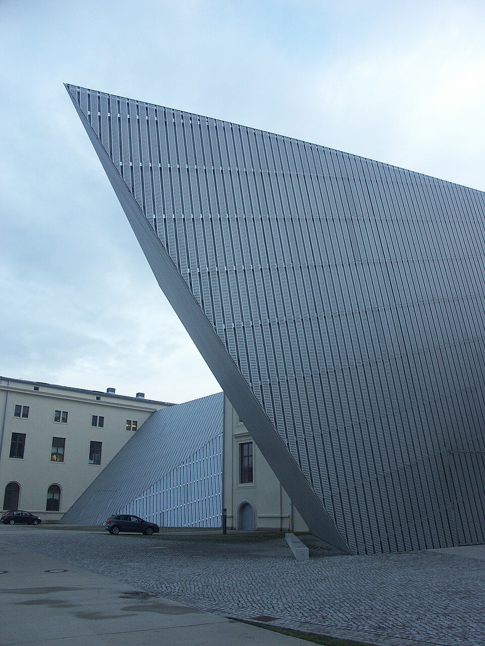 The wedge cutting through the old arsenal building