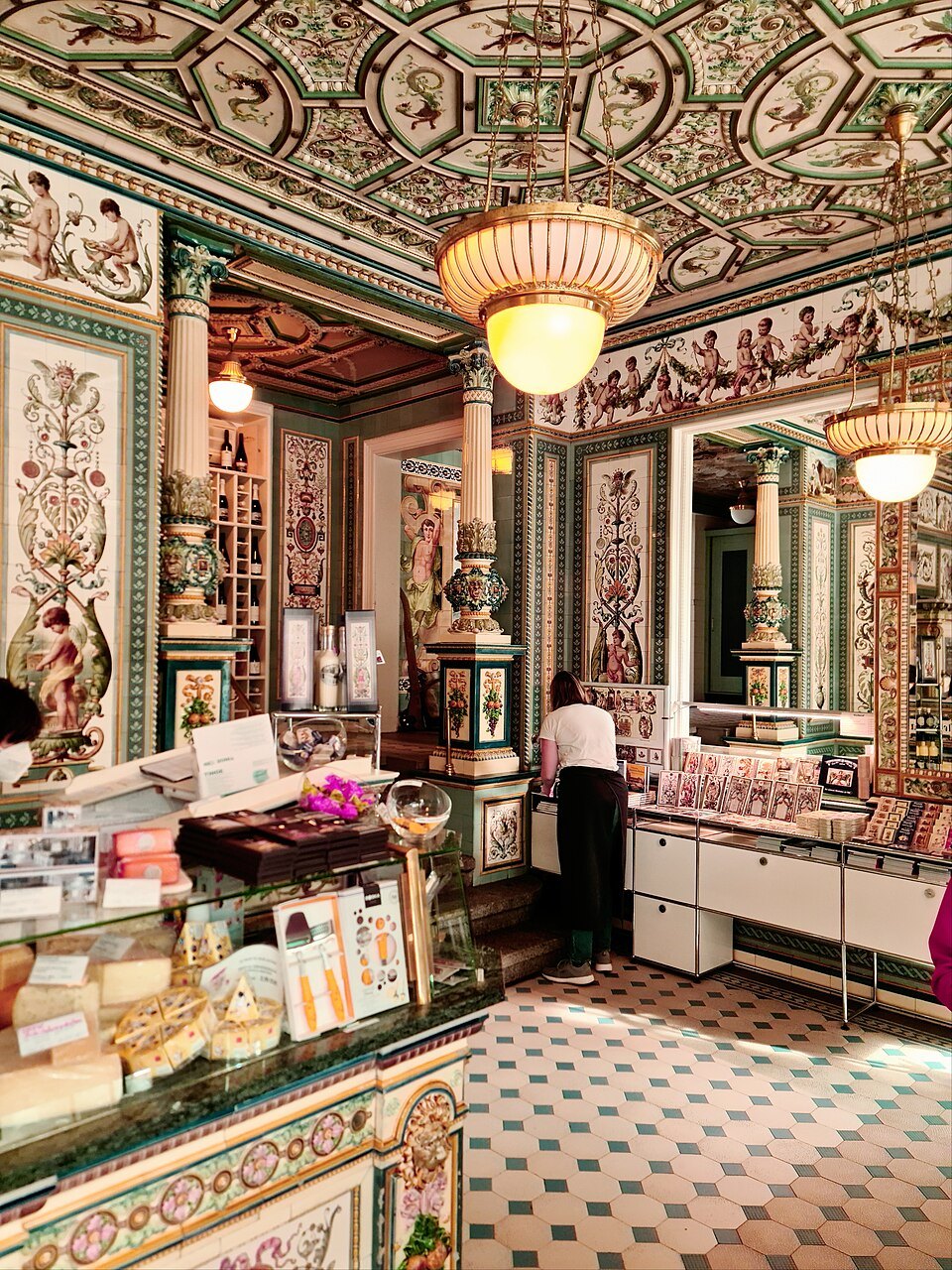 The tiled salesroom of Pfunds Molkerei