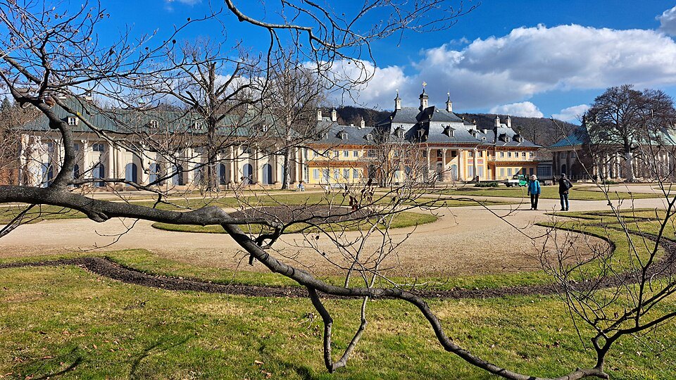 The Bergpalais through bare branches