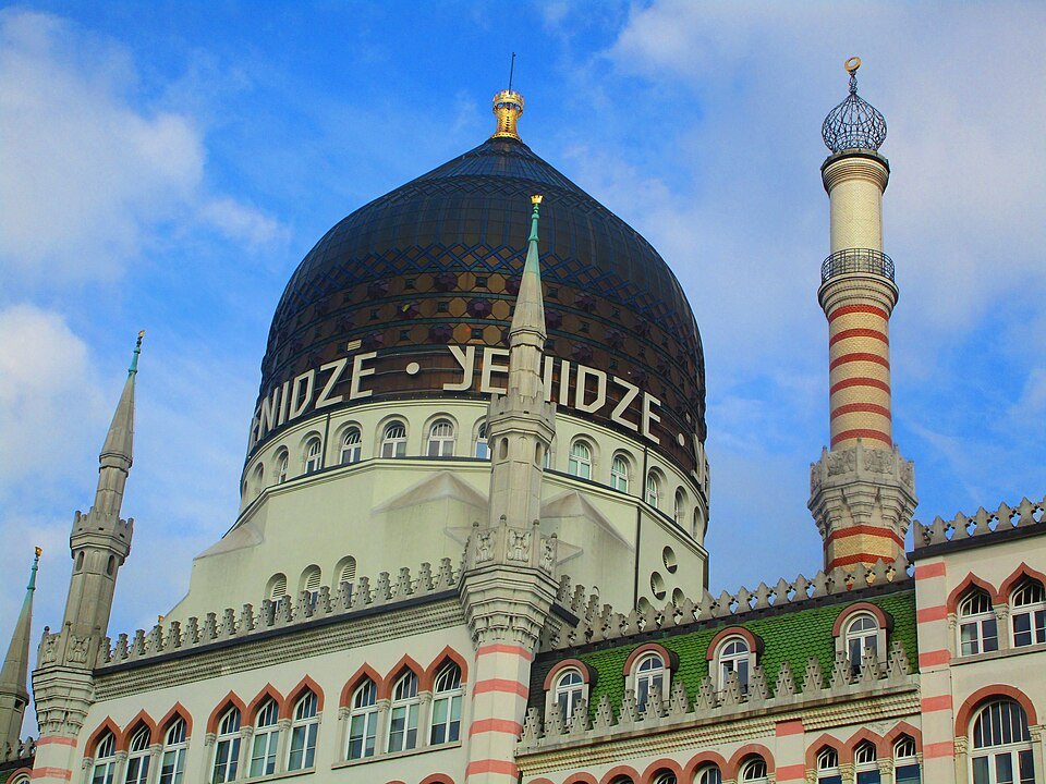 The Yenidze's dark dome and minarets