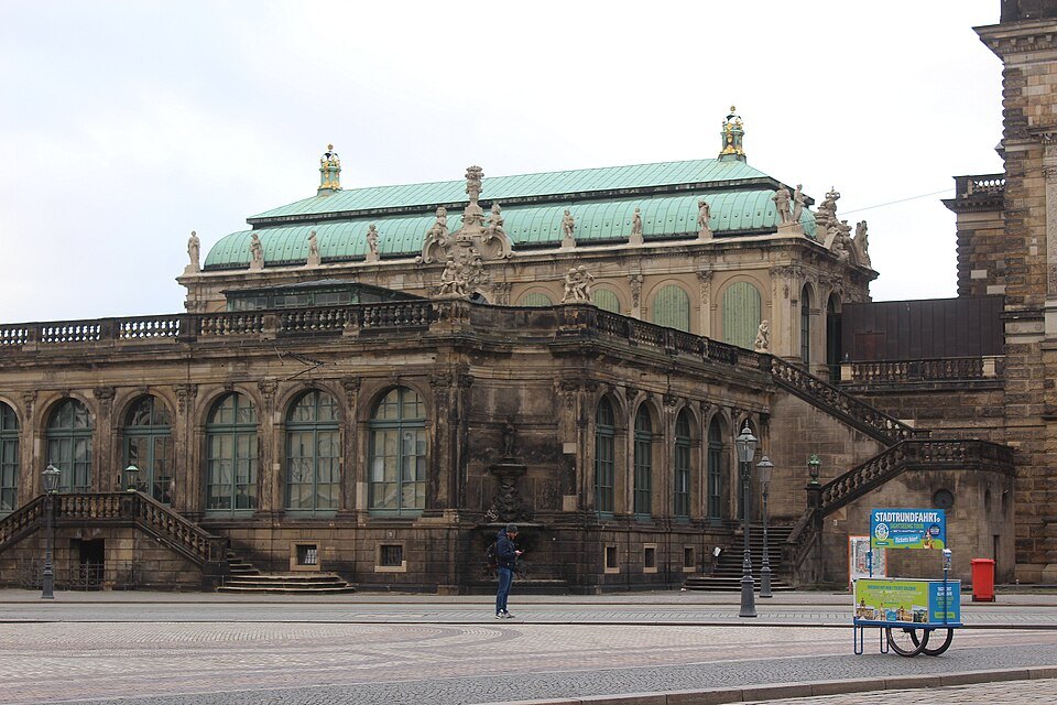 The German Pavilion's green copper roof