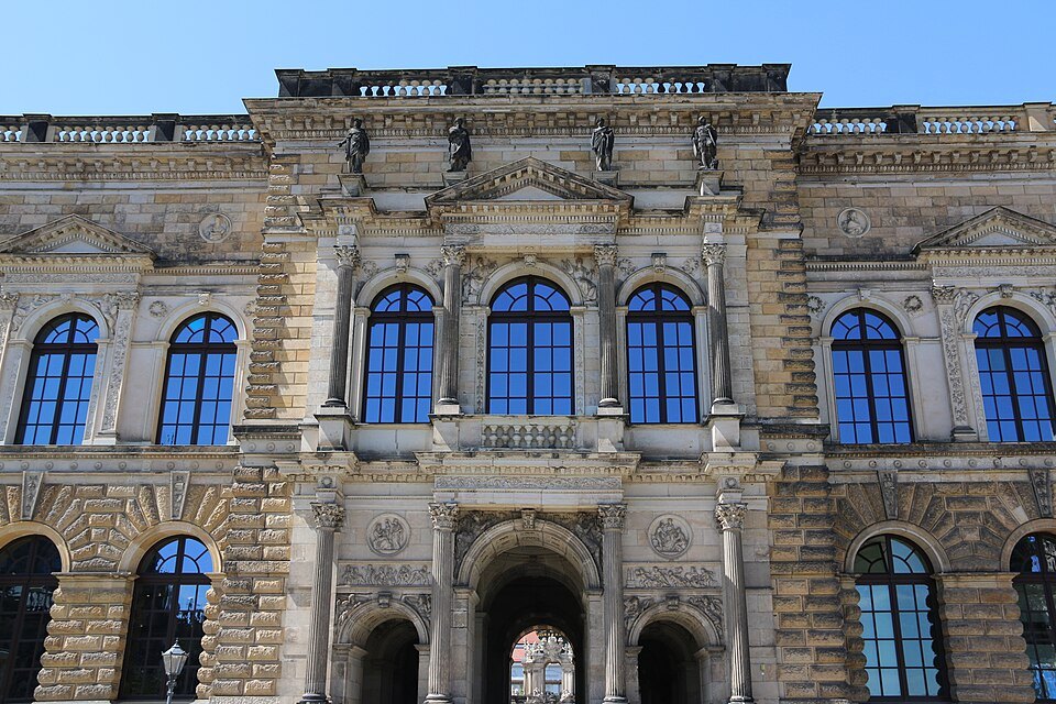 Arched windows on a Zwinger facade